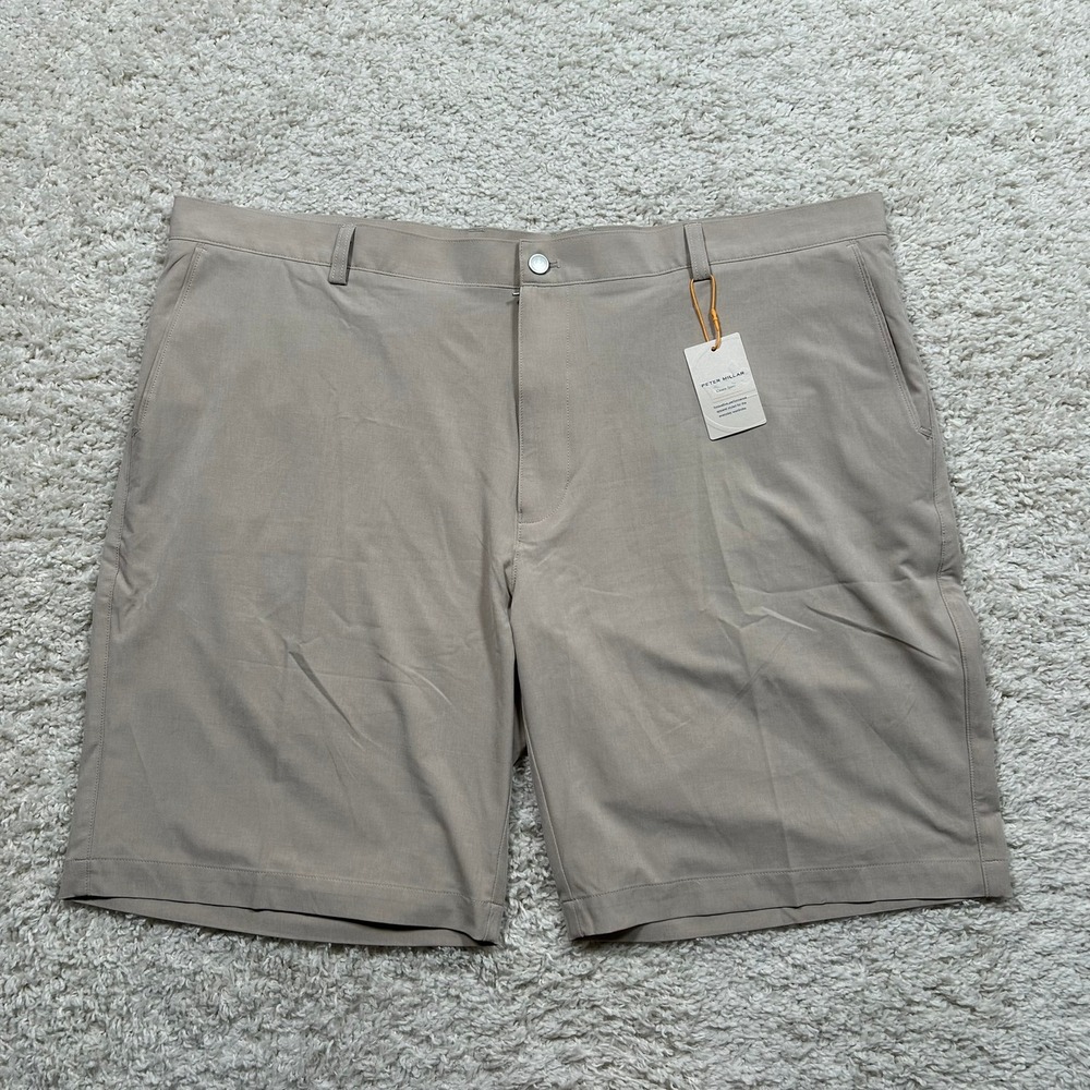 Peter Millar Shackleford Performance Hybrid Shorts 44 Tan Golf Crown Sport New